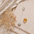 World Blooms White Finish Ball Necklace with Citrin Quartz inside